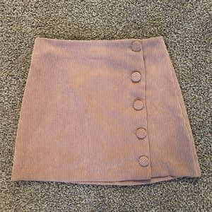 Pink corduroy button up mini skirt
